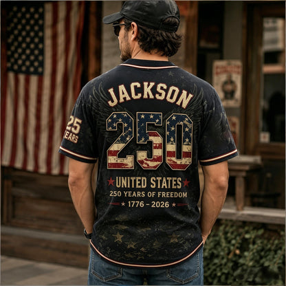 🦅⚾Men's USA 250th Anniversary Baseball Jersey Patriotic American Flag Eagle Button Down Shirt 1776-2026