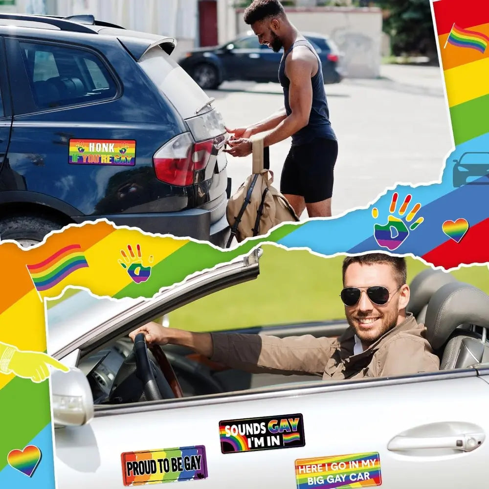 12PCS Rainbow Pride Magnetic Bumper Stickers, Funny LGBT Car Magnets