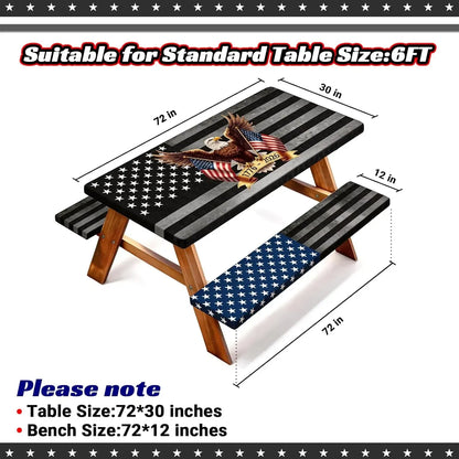 🎆250th Anniversary 6FT Picnic Table Cover with Bench Covers Set and Bag