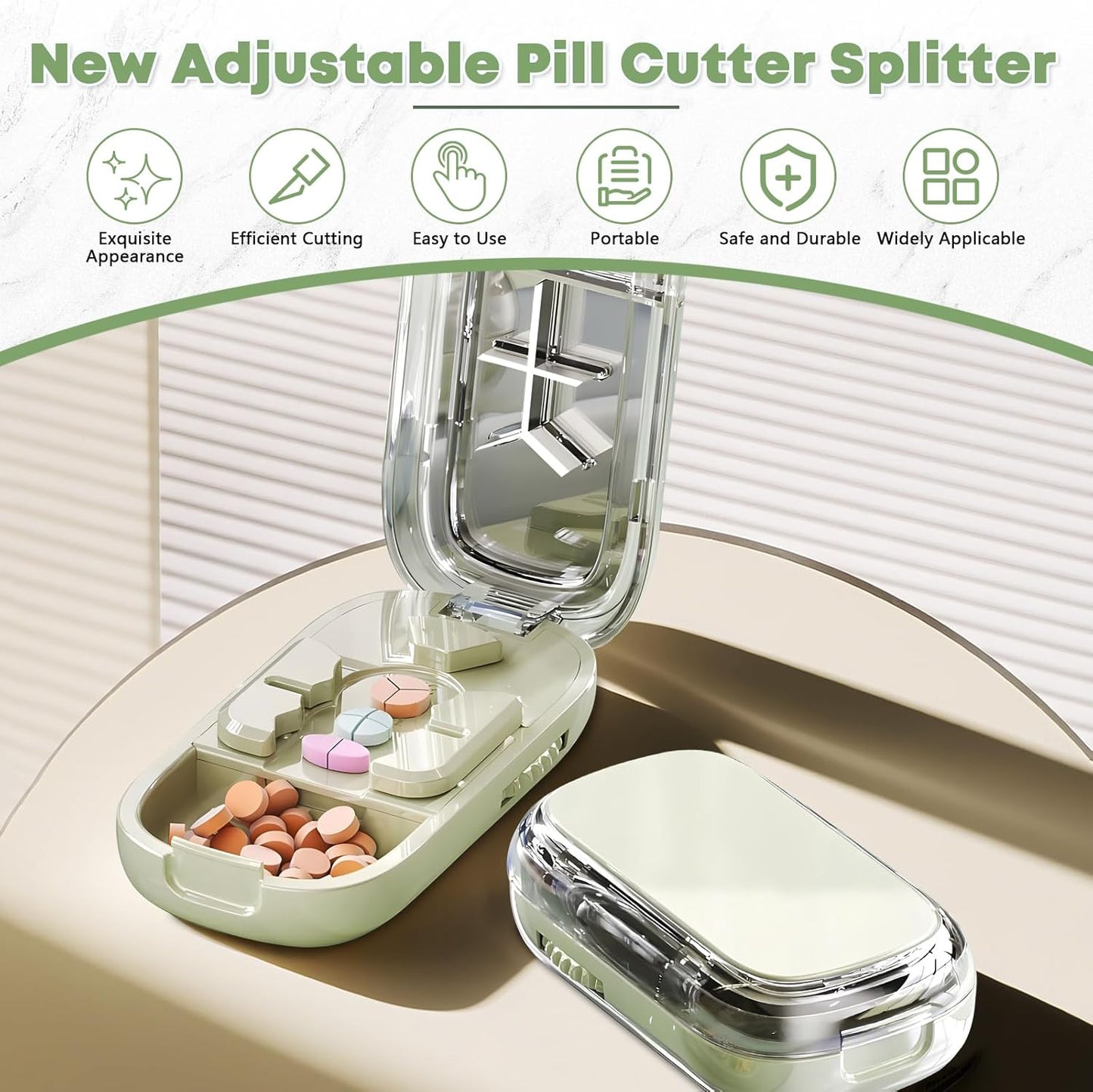 Upgrade-Designed Compact Pill Splitter Box-3-in-1 Medicine Cutter