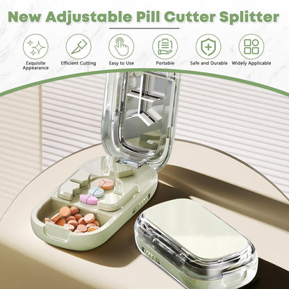 Upgrade-Designed Compact Pill Splitter Box-3-in-1 Medicine Cutter