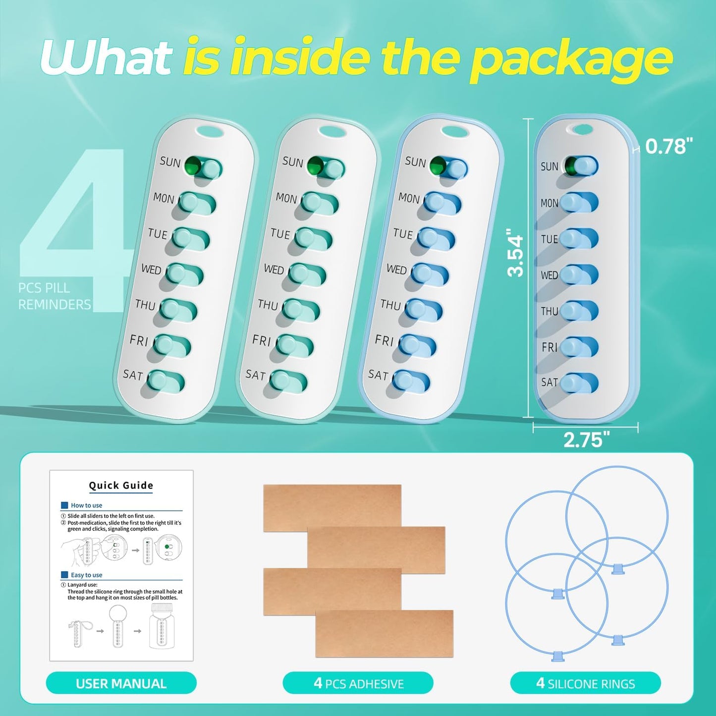 💥New Arrival | 4 Pack Pill Reminder, Lanyad or Sticker Pill Tracker