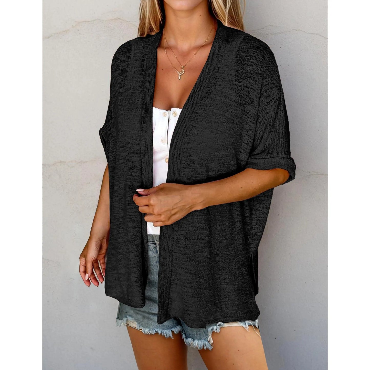 🔥2026 summer trend | Summer Short Sleeve Open Front Beach Coverup