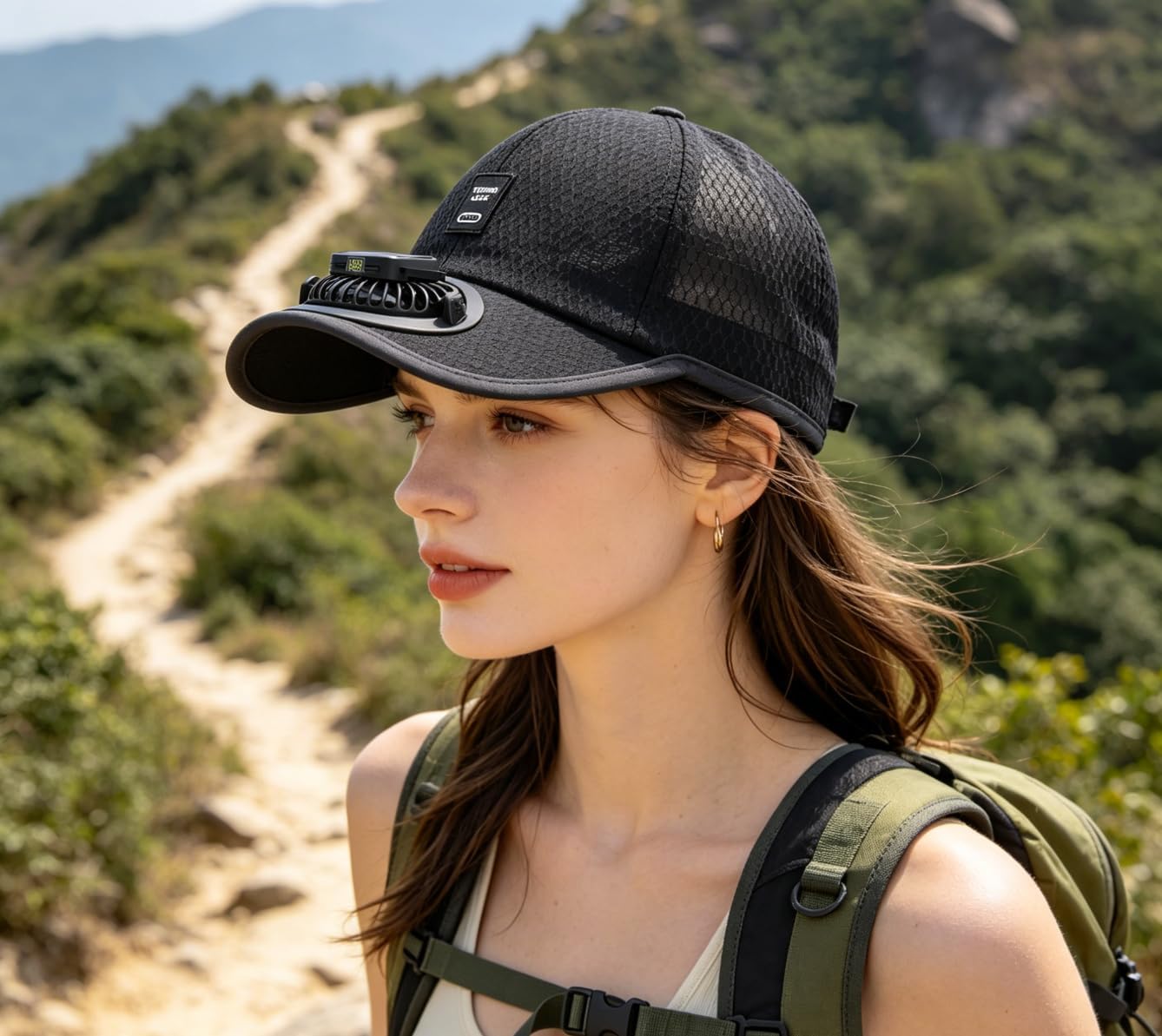 Adults Mesh Baseball Cap Fishing Beach Hats with Solar Fan