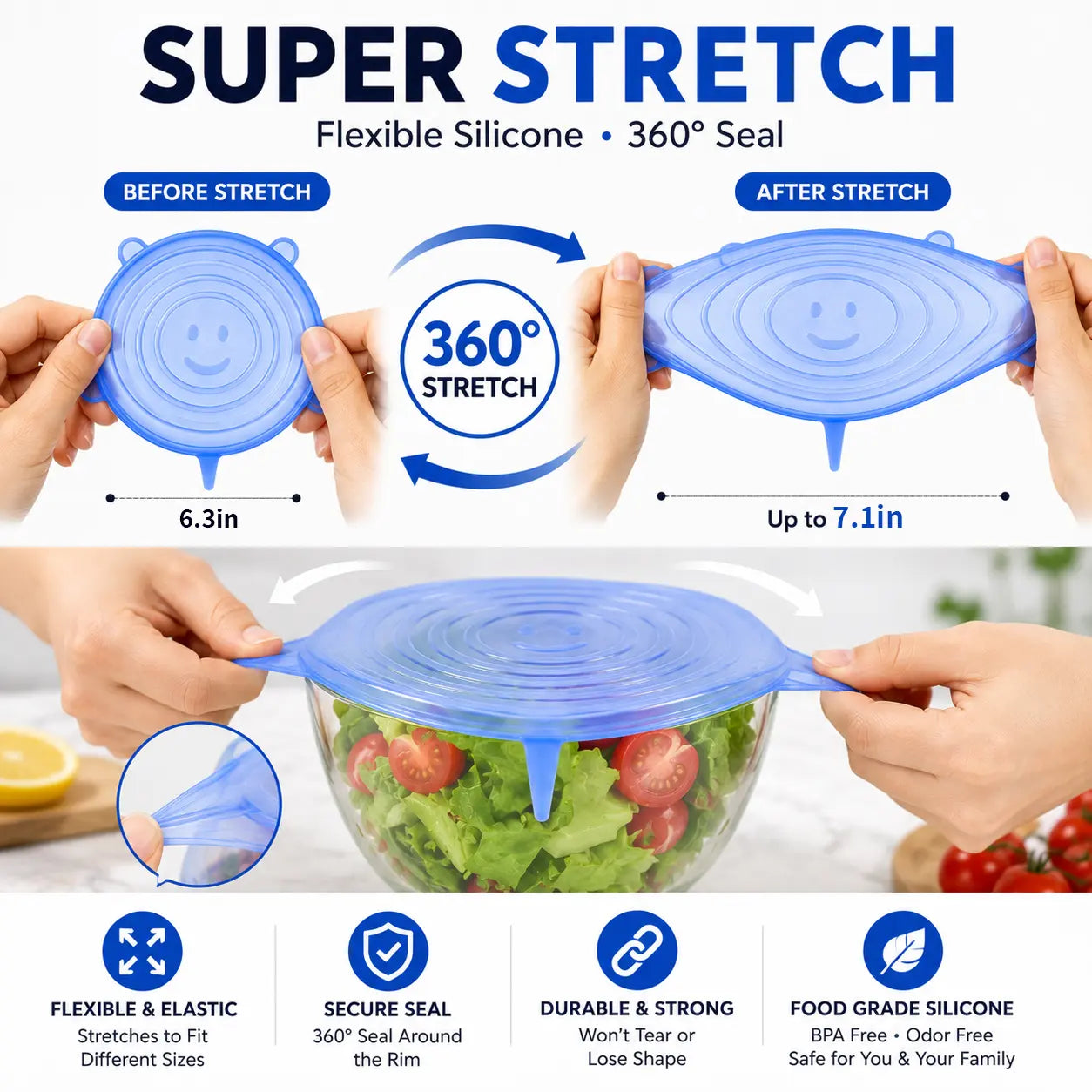 🥗✨Reusable Silicone Stretch Lids