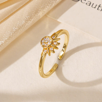 ✨ Celestial Sun & Moon Adjustable Ring Set – Sparkling Open-Fit Jewelry Gift