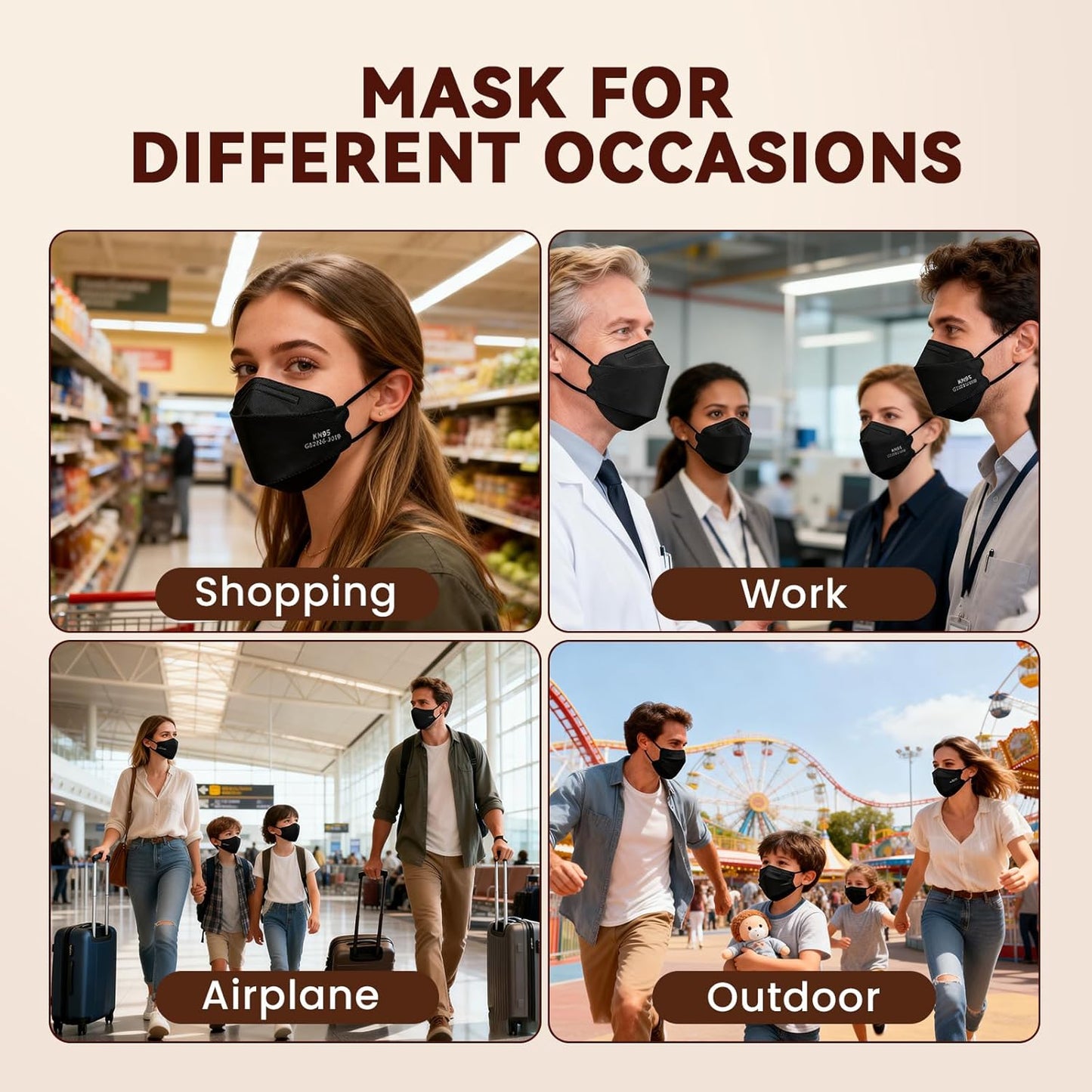 200pcs KN95 Face Masks Disposable 5-Layer Protection
