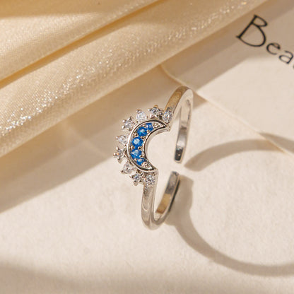 ✨ Celestial Sun & Moon Adjustable Ring Set – Sparkling Open-Fit Jewelry Gift