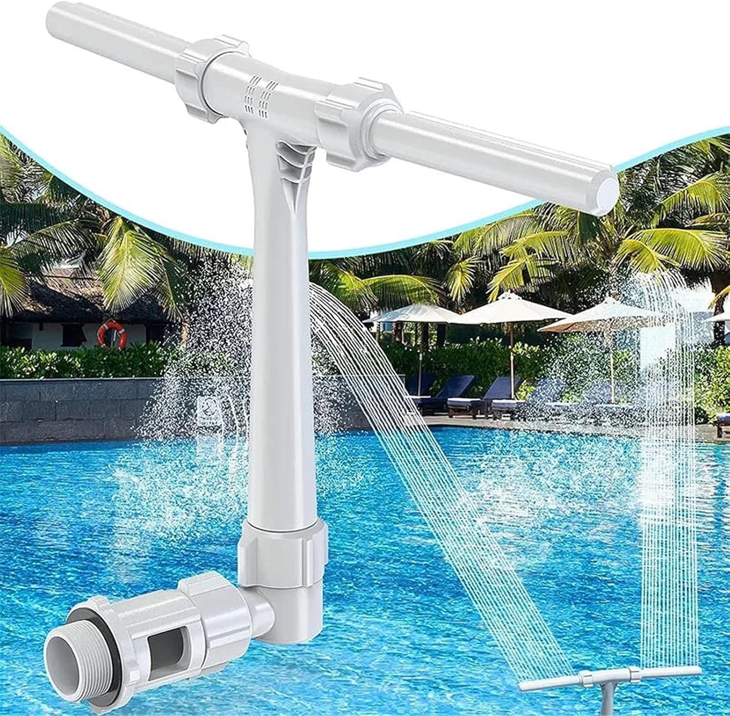 Solar Pool Fountain with Lights Dual Arc