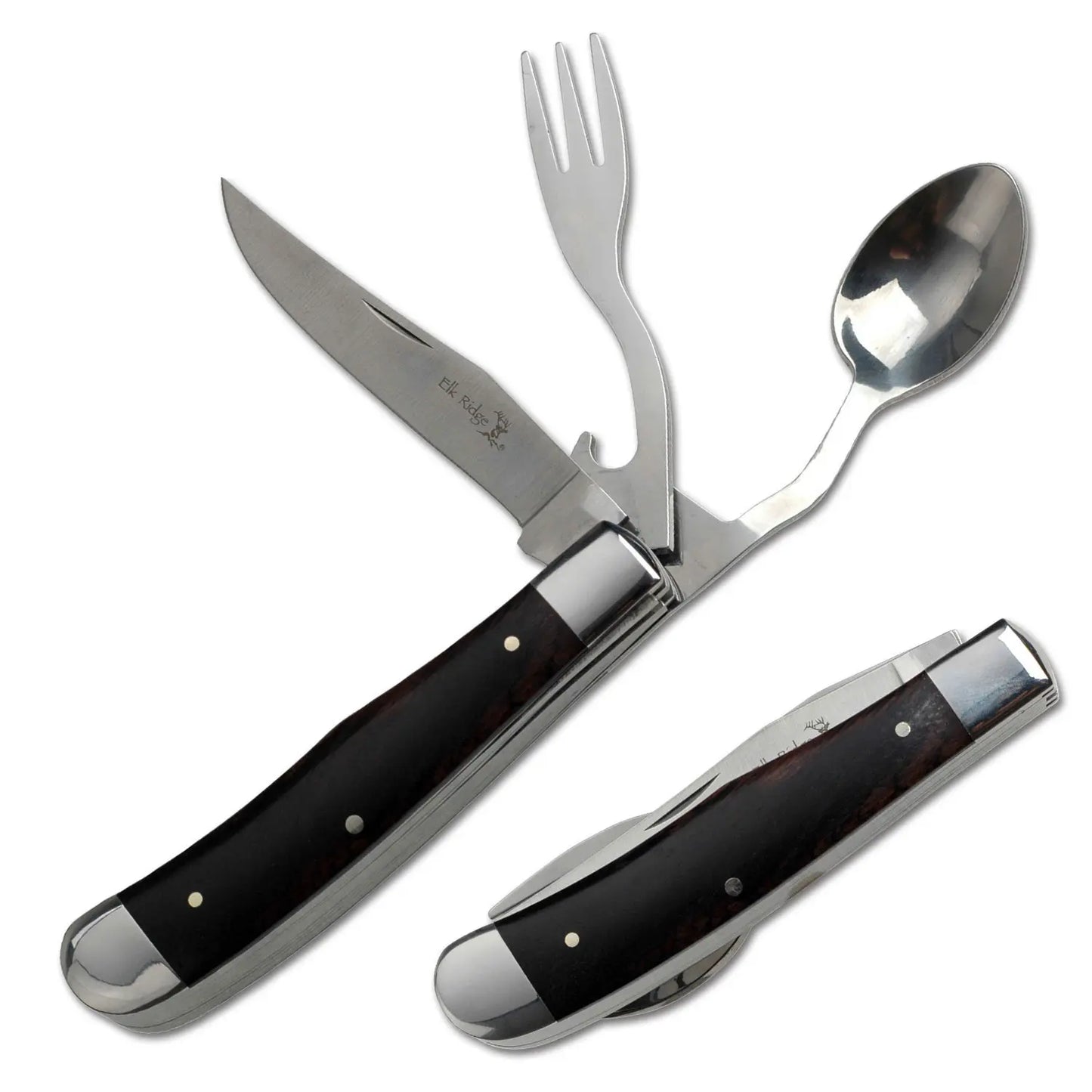 🍴7.25-inch wooden folding knife with fork and spoon