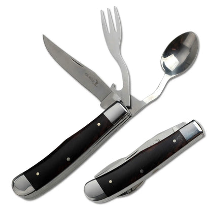 🍴7.25-inch wooden folding knife with fork and spoon