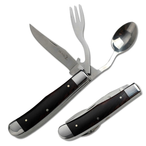 🍴7.25-inch wooden folding knife with fork and spoon