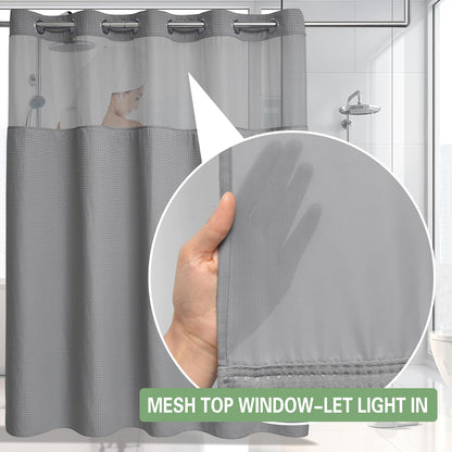 No Hook Shower Curtain with Snap in Liner