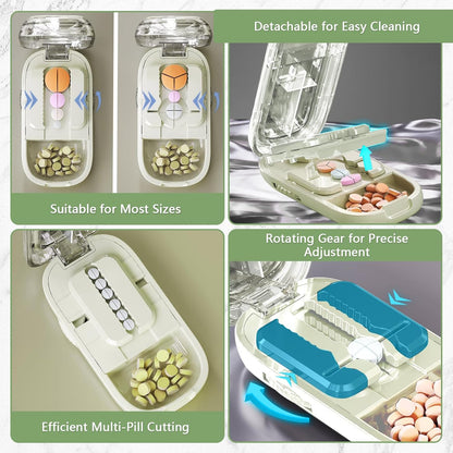 Upgrade-Designed Compact Pill Splitter Box-3-in-1 Medicine Cutter
