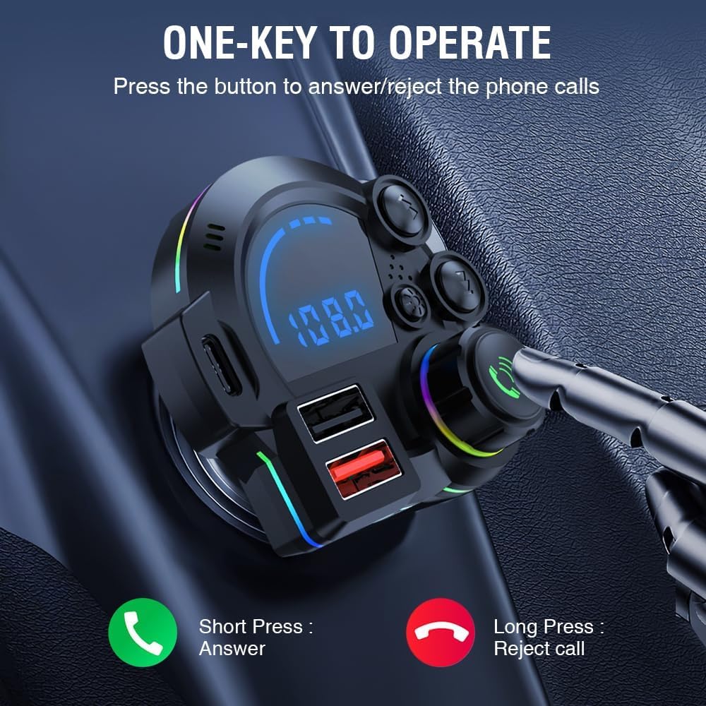 🚗⚡ DriveSync™ Bluetooth FM Transmitter | PD20W Fast Charging • Crystal-Clear Calls • Wireless Music