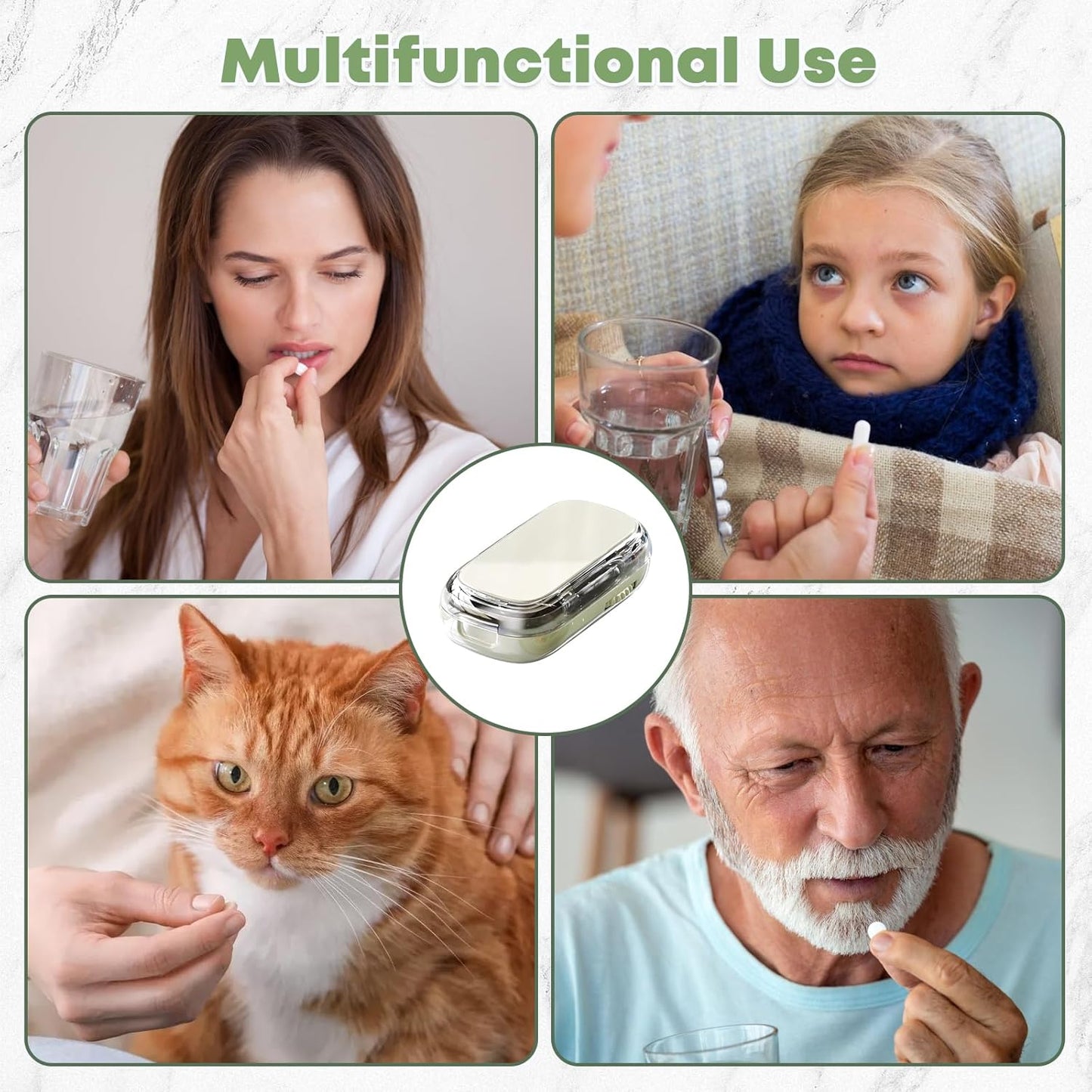 Upgrade-Designed Compact Pill Splitter Box-3-in-1 Medicine Cutter