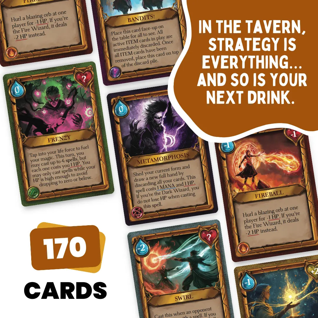 Wizards Tavern Strategy Drinking Card Game for Adults 21+
