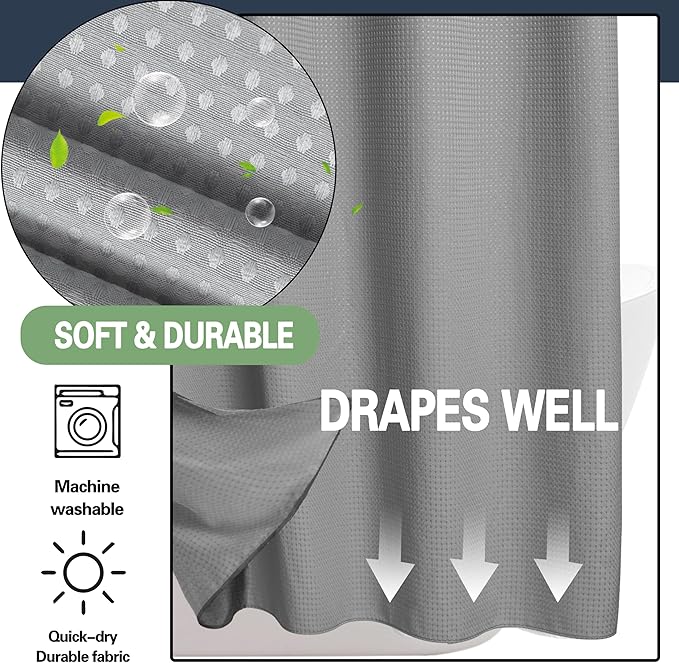 No Hook Shower Curtain with Snap in Liner