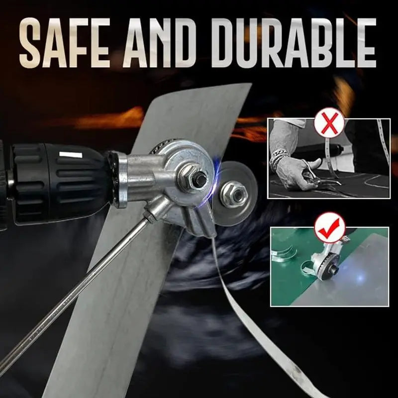 Portable electric drill accessory for cutting thin metal sheets