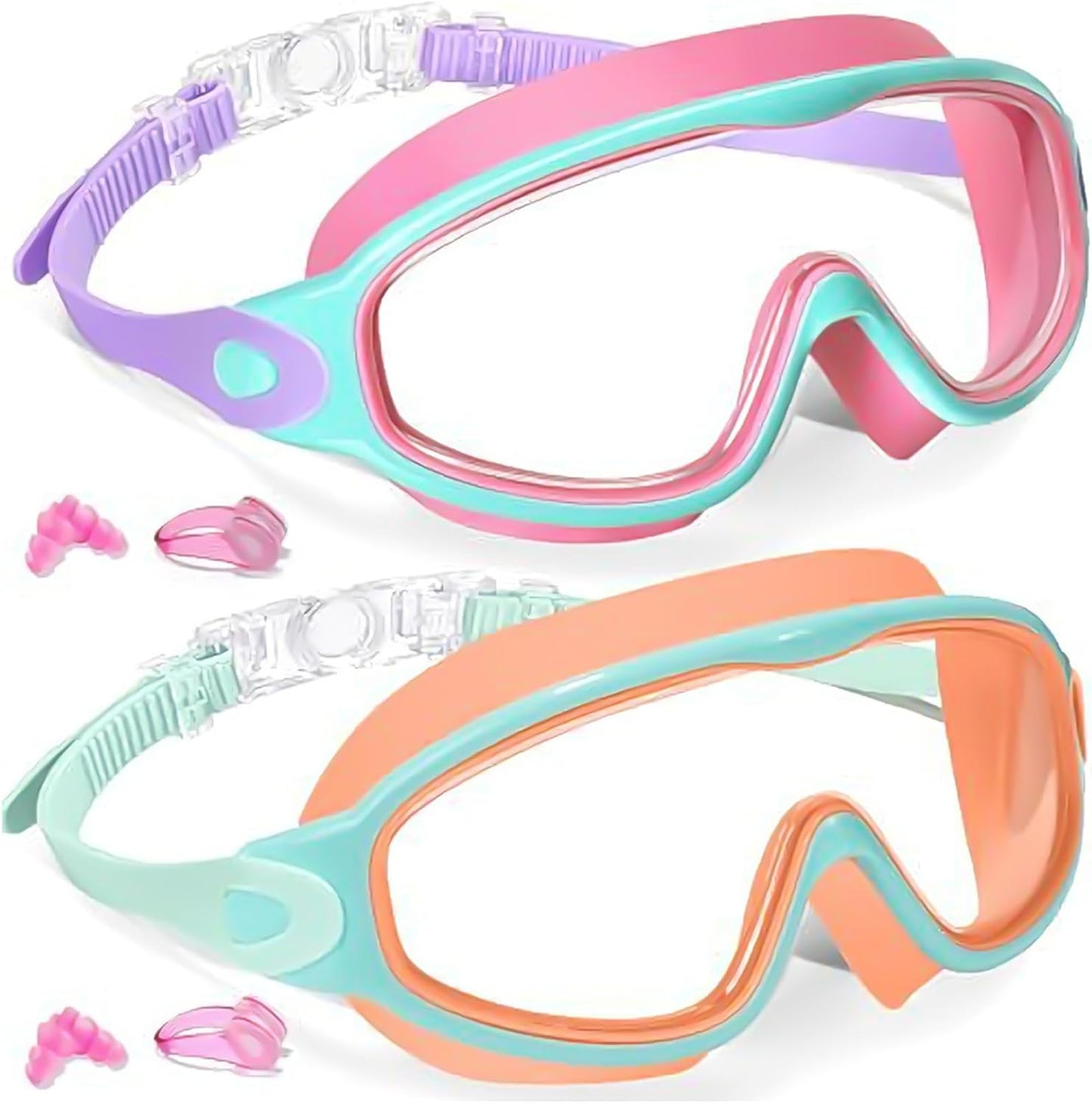2 Pack Kids Swim Goggles for 3-15 UV Protection