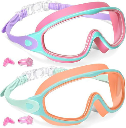2 Pack Kids Swim Goggles for 3-15 UV Protection