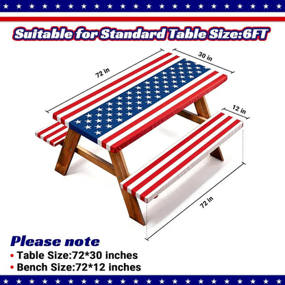 🎆250th Anniversary 6FT Picnic Table Cover with Bench Covers Set and Bag