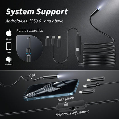 16.4ft HD Endoscope Camera for iPhone & Android