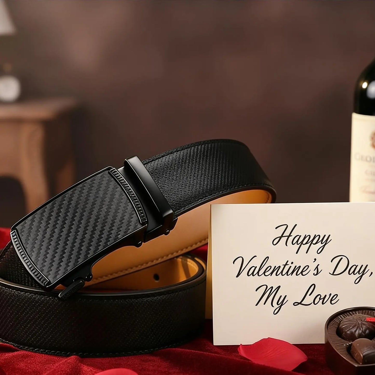 [Can be trimmed]  Mens Belt Leather Ratchet Easy Release Belt