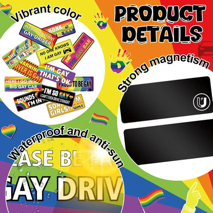 12PCS Rainbow Pride Magnetic Bumper Stickers, Funny LGBT Car Magnets