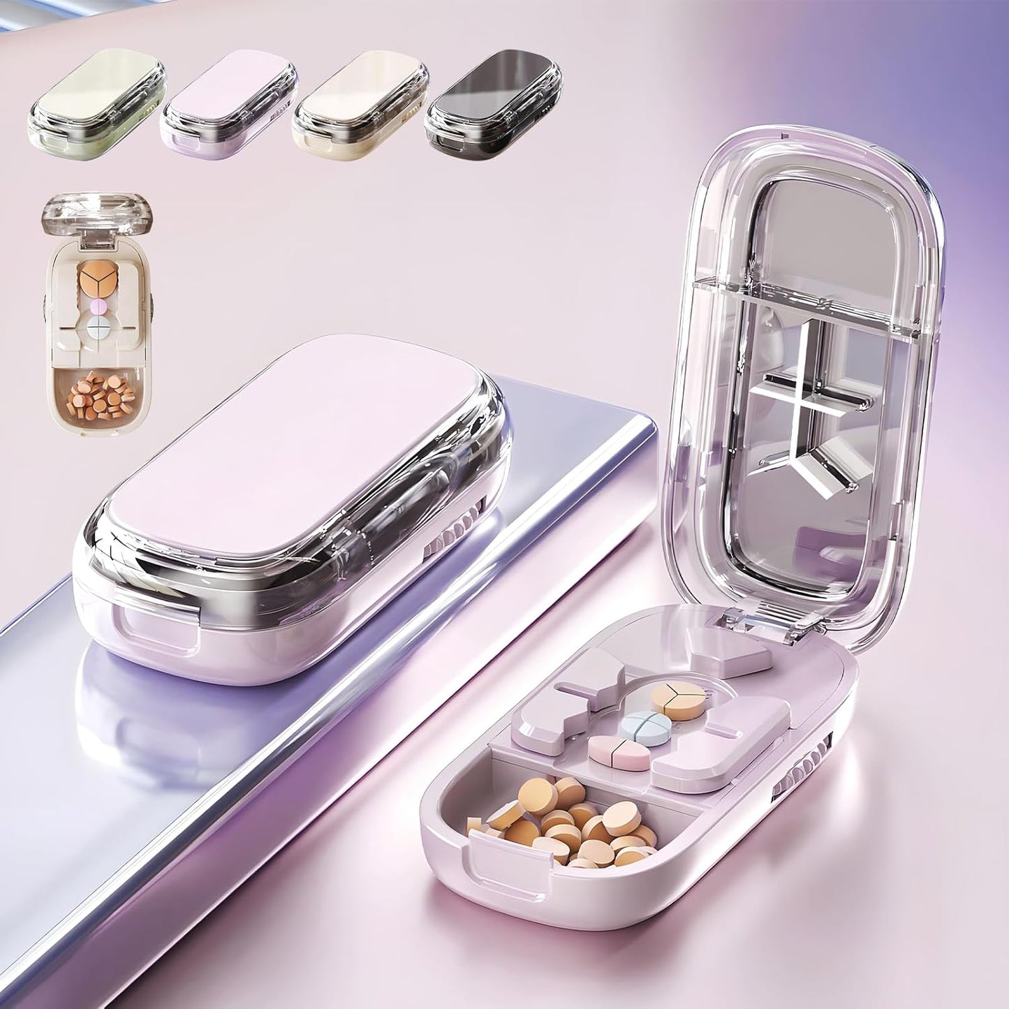 Upgrade-Designed Compact Pill Splitter Box-3-in-1 Medicine Cutter