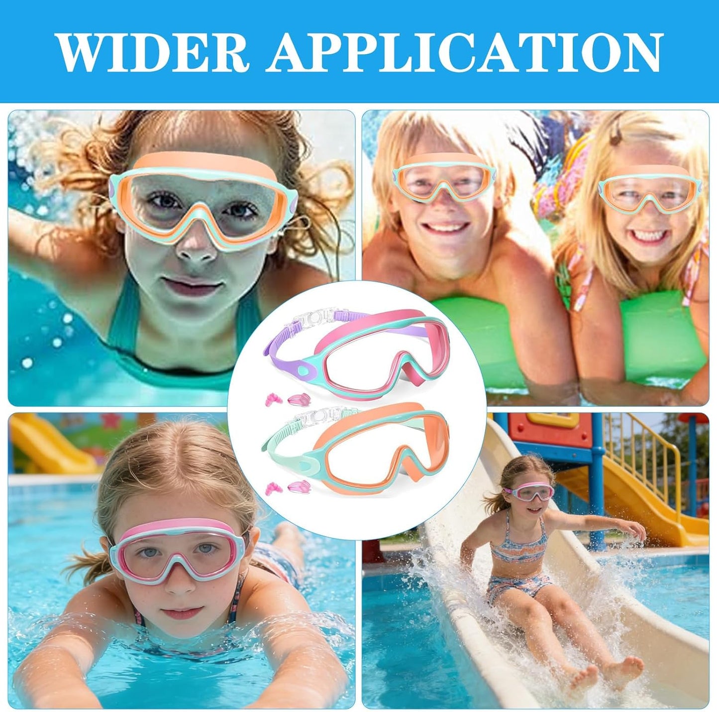 2 Pack Kids Swim Goggles for 3-15 UV Protection
