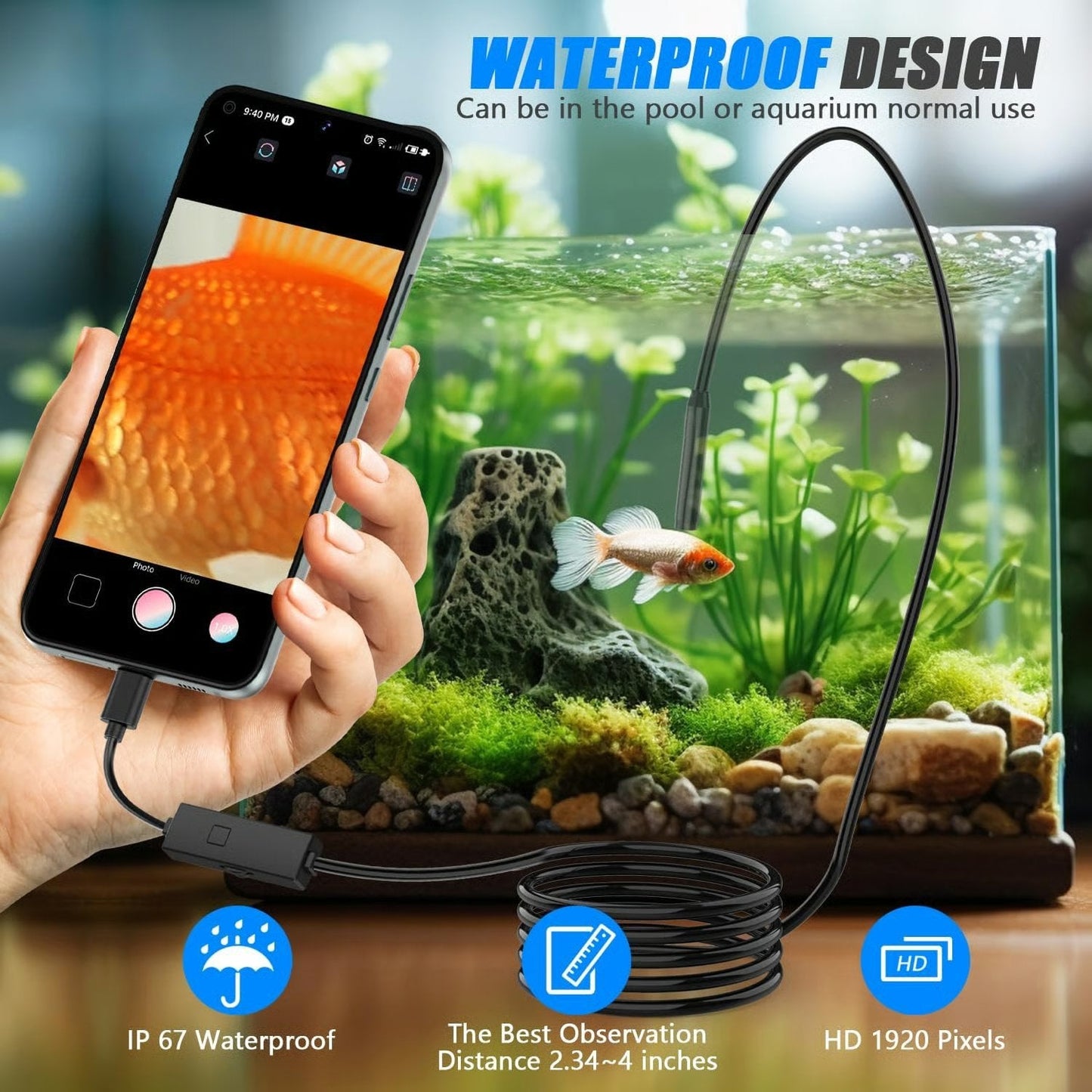16.4ft HD Endoscope Camera for iPhone & Android