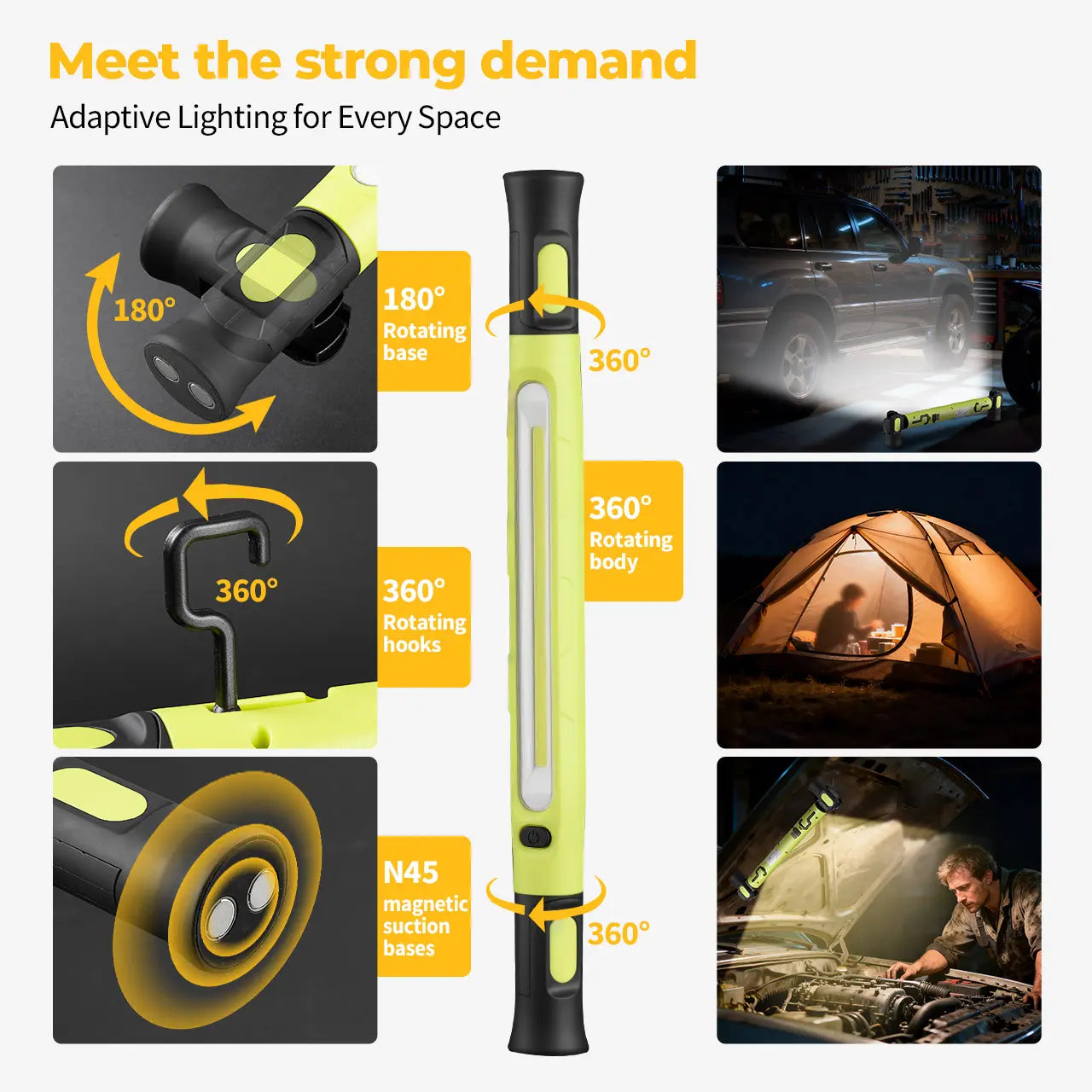 🌟🔦Multifunctional magnetic rechargeable work light💡