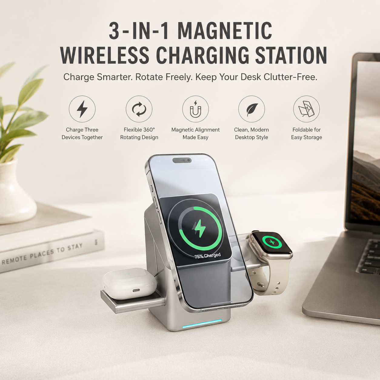 3-in-1 Magnetic Wireless Charging Station