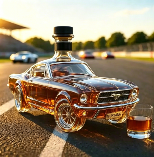 🔥Vintage Racing Car Crystal Glass Whiskey Decanter🥃