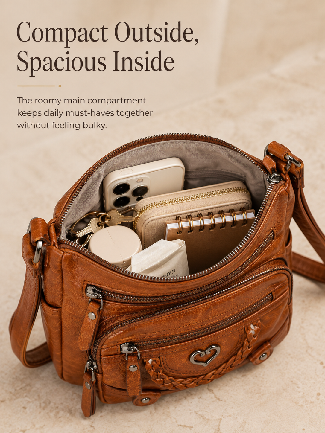 📢📢50% OFF !! ⏰Women's Soft PU Leather Multi-Pocket Crossbody Bag