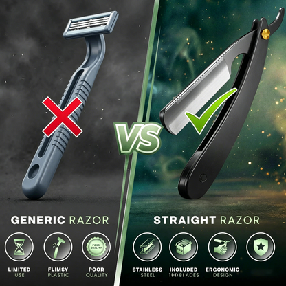 🔥Professional Straight Razor for Men | Barber Straight Edge + 10 Blades Included