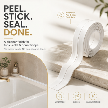 💧 Waterproof Peel & Stick Caulk Tape – Instant Bathroom & Kitchen Edge Refresh