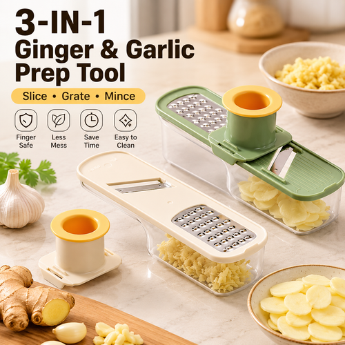 🧄3-in-1 Kitchen Prep Tool – Slice, Grate & Mince in Seconds