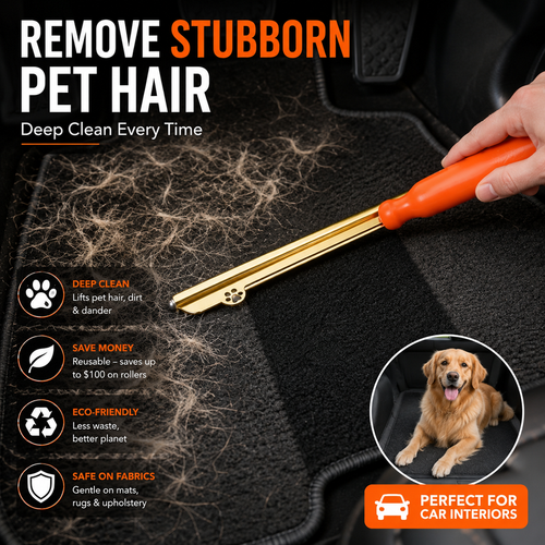🐾 Reusable Pet Hair Remover Brush | Deep Clean Carpets & Car Mats
