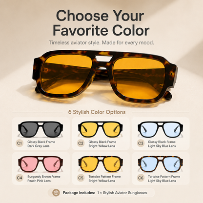 Stylish Aviator Sunglasses for Men and Women , Trendy Rectangle, Fashionable Design, Perfect for Outdoor Activities and Daily Wear