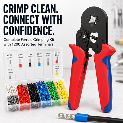 ⚡ Complete Ferrule Crimping Tool Kit with 1900 Wire Terminals