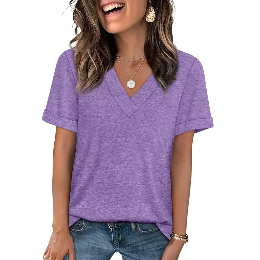Essential V-Neck Summer Tee - Soft Cotton Blend