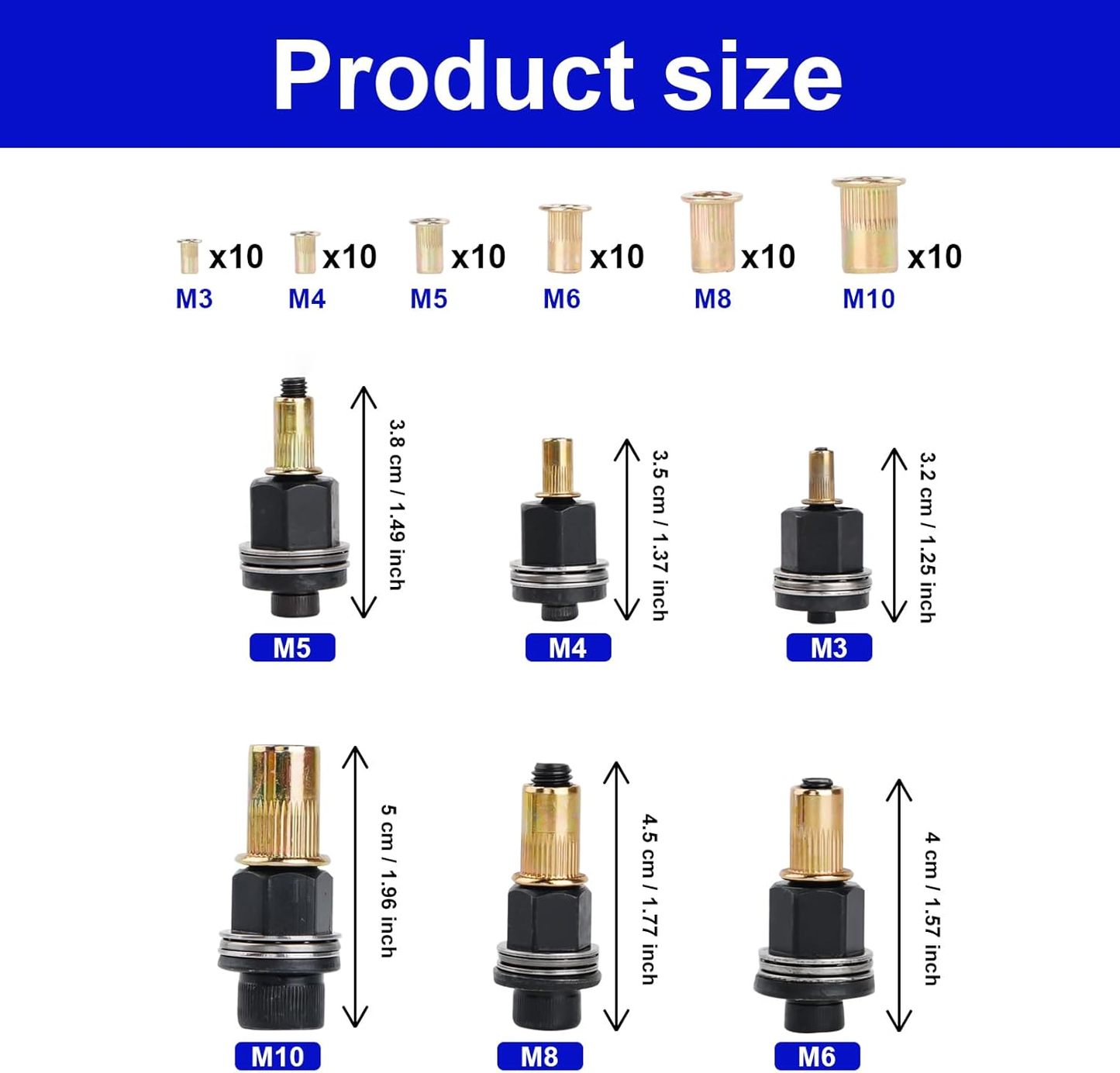 Heavy-Duty Rivet Nut Tool Kit – M3–M10 Set