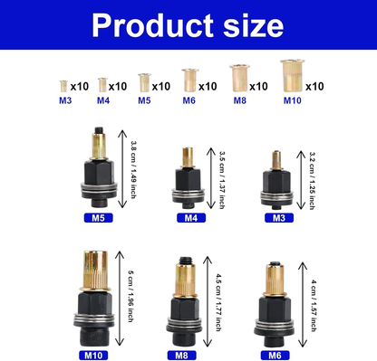 Heavy-Duty Rivet Nut Tool Kit – M3–M10 Set