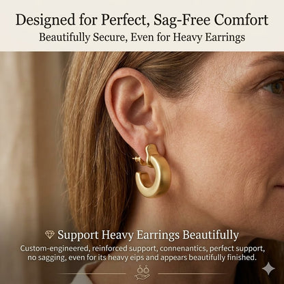 💛 Fix Droopy Earlobes Instantly – 14K Gold Plated Lobe Support Discs for Heavy Earrings, Pain-Free All-Day Wear