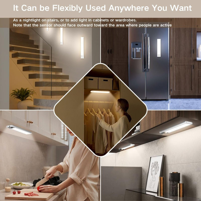 💡 Light Up the Dark | Wireless Motion Sensor Under-Cabinet LED Night Light with 1500mAh Rechargeable Battery 🌙