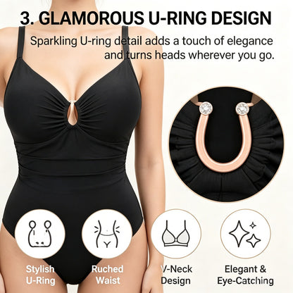 🔥2026 summer trend | Women's U-Ring Cut Out Slimming Swimwear One Piece Tummy Tucking Bathing Suit