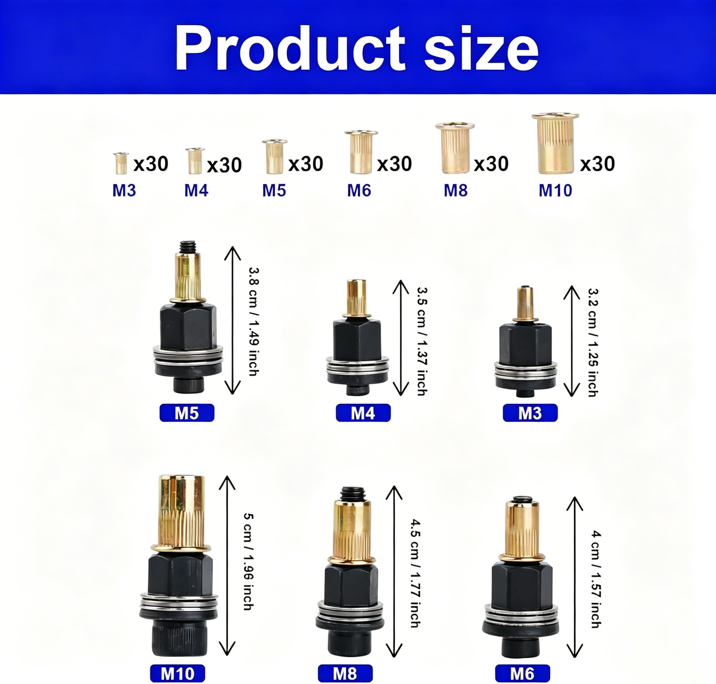 Heavy-Duty Rivet Nut Tool Kit – M3–M10 Set