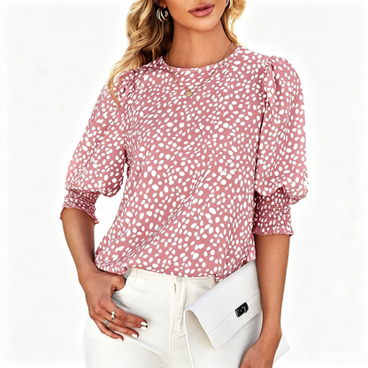 Women's Polka Dot 3/4 Sleeve Blouse Tops